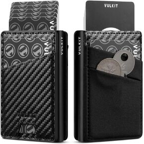 حامل بطاقة ائتمان Vulkit مع أموال منبثقة الجيب المنبثقة CASE METAL CARD CASE RFID Forting for Airtag و COINS و Cash Green