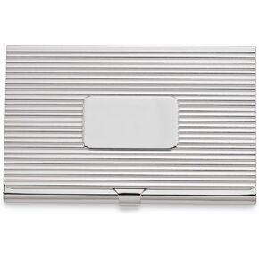 Solid Nickel-Plated Ribbed Business Card Case