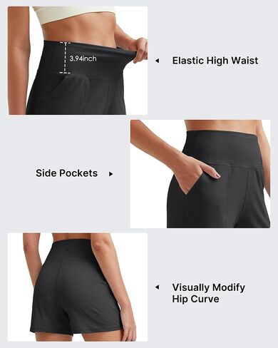 G4Free Ribbed Stretchy Womens Shorts Casual High Waisted Athletic Running Golf Lounge Shorts with Pockets in Saudi Arabia