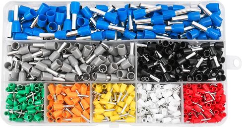 Baomain 1250pcs Wire Copper Crimp Connector Kit AWG 22/20/18/16/14/12/10/8 Assorted Insulated Ferrule Pin Cord End Terminal Set White Gray Red Black Blue Yellow in Saudi Arabia