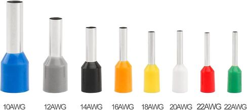 Baomain 1250pcs Wire Copper Crimp Connector Kit AWG 22/20/18/16/14/12/10/8 Assorted Insulated Ferrule Pin Cord End Terminal Set White Gray Red Black Blue Yellow in Saudi Arabia
