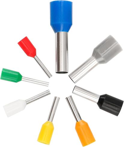Baomain 1250pcs Wire Copper Crimp Connector Kit AWG 22/20/18/16/14/12/10/8 Assorted Insulated Ferrule Pin Cord End Terminal Set White Gray Red Black Blue Yellow in Saudi Arabia
