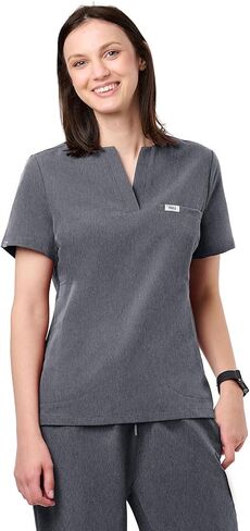 Peelz Rina 4-Pocket A-Neck Women’s Scrub Top - Soft Fabric Scrubs, Smart Pocket Design, Slim Fit Scrub Tops for Women in Kuwait