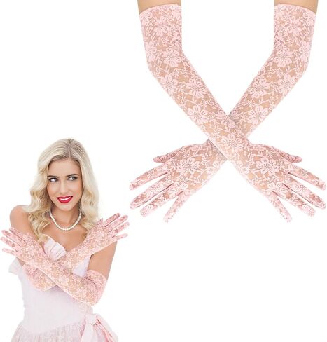 Lace Gloves Women Elbow Length Tea Party Opera Princess Lace Gloves for Women Girls in Kuwait