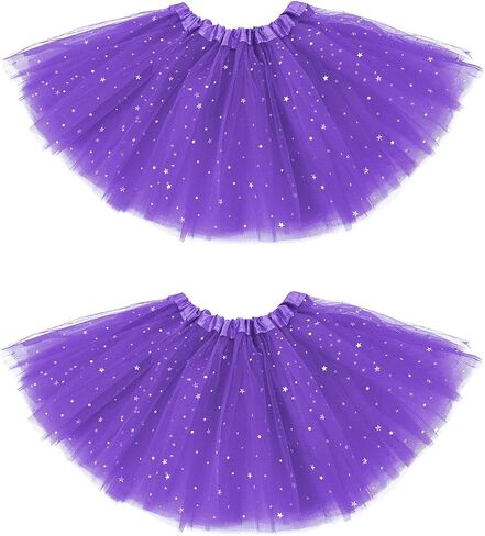 Century Star Sparkle Tutu for Toddler Girls 2 Pack Pack Ballet Dance Skirt Princess Baby Kid Dress Up Birthday Party 3 Layers 2-8T in Kuwait