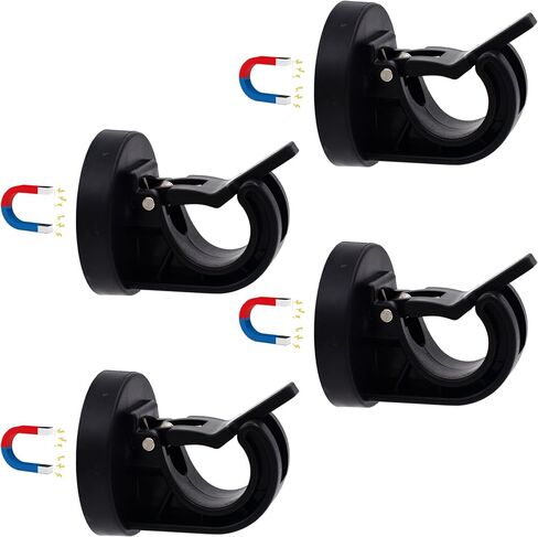 YYST Magnetic Curtain Rod Bracket-NO Rod , Towel Bar Bracket , No Drill Curtain Rod Holder for Poles of 0.4~0.86 Inch (Black X 4) in Kuwait