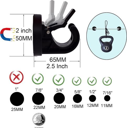 YYST Magnetic Curtain Rod Bracket-NO Rod , Towel Bar Bracket , No Drill Curtain Rod Holder for Poles of 0.4~0.86 Inch (Black X 4) in Kuwait
