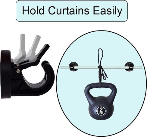 YYST Magnetic Curtain Rod Bracket-NO Rod , Towel Bar Bracket , No Drill Curtain Rod Holder for Poles of 0.4~0.86 Inch (Black X 4) in Kuwait