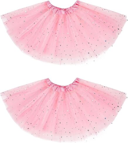 Century Star Sparkle Tutu for Toddler Girls 2 Pack Pack Ballet Dance Skirt Princess Baby Kid Dress Up Birthday Party 3 Layers 2-8T in Kuwait