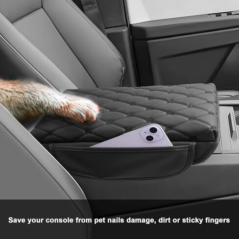 SXCY for 2024 2025 Tesla Cybertruck Armrest Cover Pad for Tesla Cybertruck 2024 2025 Accessories 2025 Cybertruck Center Console Cover 2025 Cybertruck Middle Console Cover (Pad w/Argyle&Black Dots) in Saudi Arabia
