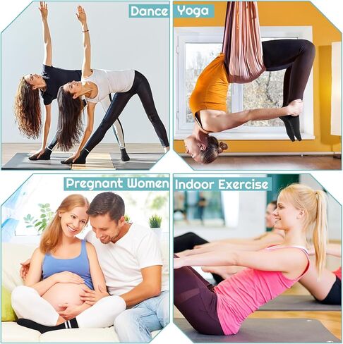 Jspupifip 6 Pairs Grip Pilates Socks Women, Non Slip Yoga Stripe Grippy Crew Breathable Cotton Socks for Ballet Dance in Kuwait