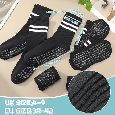 Jspupifip 6 Pairs Grip Pilates Socks Women, Non Slip Yoga Stripe Grippy Crew Breathable Cotton Socks for Ballet Dance in Kuwait