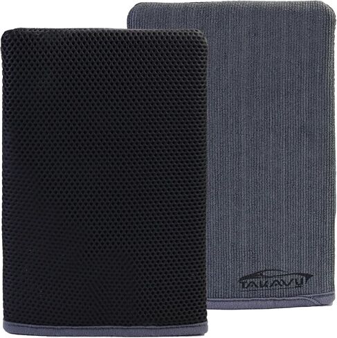 Takavu Auto تفاصيل Clay Mitt 1 Pack 9.7x6.3 بوصات ، Magic Clay Bar Mitt Premium Mesh و Microfiber لإزالة الأدوار الطينية الأوساخ ، وتفاصيل تنظيف السيارة الزجاجية الزجاجية (رمادي) in Kuwait