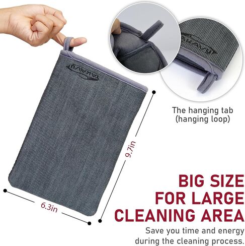 Takavu Auto تفاصيل Clay Mitt 1 Pack 9.7x6.3 بوصات ، Magic Clay Bar Mitt Premium Mesh و Microfiber لإزالة الأدوار الطينية الأوساخ ، وتفاصيل تنظيف السيارة الزجاجية الزجاجية (رمادي) in Kuwait