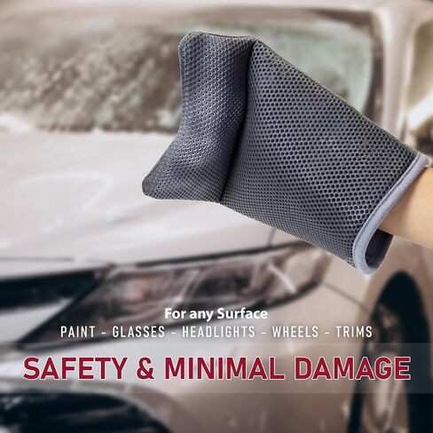 Takavu Auto تفاصيل Clay Mitt 1 Pack 9.7x6.3 بوصات ، Magic Clay Bar Mitt Premium Mesh و Microfiber لإزالة الأدوار الطينية الأوساخ ، وتفاصيل تنظيف السيارة الزجاجية الزجاجية (رمادي) in Kuwait