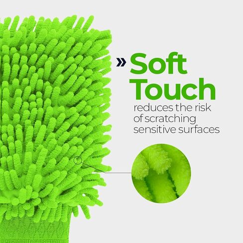Premium Chenille Car Wash Mitt-قفاز ميكروفيات خالية من الخدش وخالية من الخدش وخالية من الوبر لمجموعة غسيل السيارات المتفوقة ، وتفاصيل السيارة ، وإمدادات تنظيف السيارات (2) in Kuwait