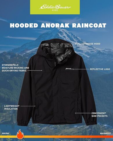 Eddie Bauer Rain Jacket - Hooded Anorak Rain Coats for Kids - Lightweight Waterproof Rain Jacket for Boys and Girls (XXS-XL) in Saudi Arabia