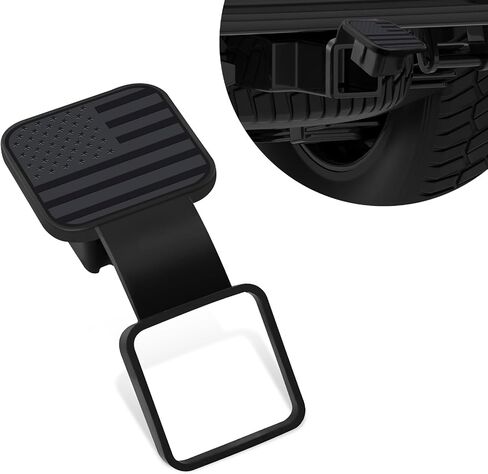 Car Trailer Hitch Cover Fits 2" Receivers, American Flag Trailer Hitch Tube Plug Insert, Towing Hitch Tube Dust-Proof Plug, Universal Vehile Exterior Accessories(Black) in Saudi Arabia
