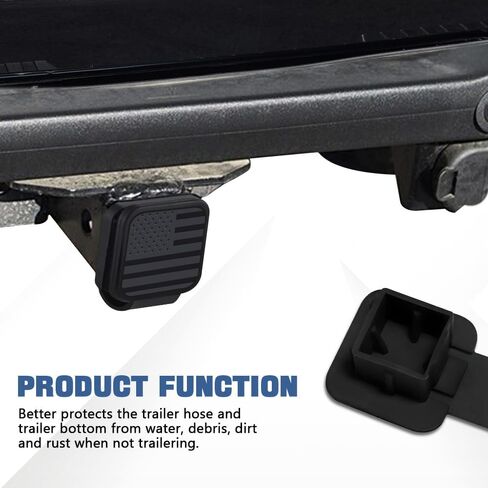 Car Trailer Hitch Cover Fits 2" Receivers, American Flag Trailer Hitch Tube Plug Insert, Towing Hitch Tube Dust-Proof Plug, Universal Vehile Exterior Accessories(Black) in Saudi Arabia