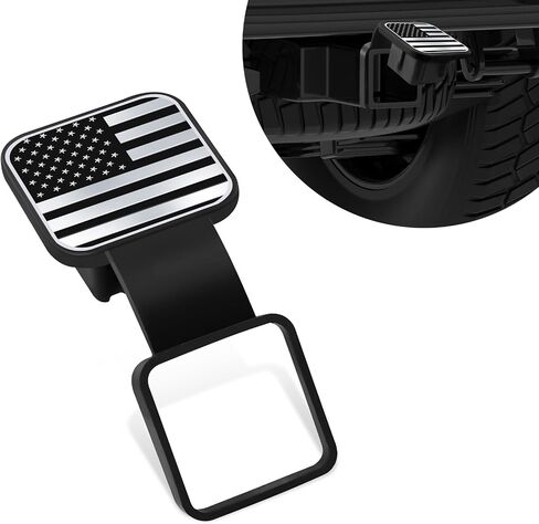 Car Trailer Hitch Cover Fits 2" Receivers, American Flag Trailer Hitch Tube Plug Insert, Towing Hitch Tube Dust-Proof Plug, Universal Vehile Exterior Accessories(Black) in Saudi Arabia
