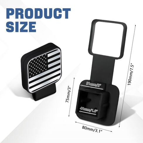 Car Trailer Hitch Cover Fits 2" Receivers, American Flag Trailer Hitch Tube Plug Insert, Towing Hitch Tube Dust-Proof Plug, Universal Vehile Exterior Accessories(Black) in Saudi Arabia