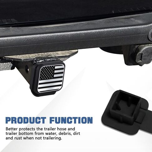 Car Trailer Hitch Cover Fits 2" Receivers, American Flag Trailer Hitch Tube Plug Insert, Towing Hitch Tube Dust-Proof Plug, Universal Vehile Exterior Accessories(Black) in Saudi Arabia