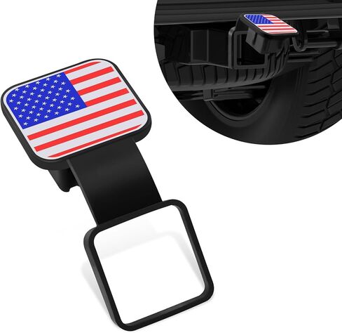 Car Trailer Hitch Cover Fits 2" Receivers, American Flag Trailer Hitch Tube Plug Insert, Towing Hitch Tube Dust-Proof Plug, Universal Vehile Exterior Accessories(Black) in Kuwait