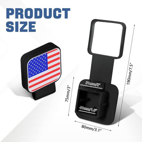Car Trailer Hitch Cover Fits 2" Receivers, American Flag Trailer Hitch Tube Plug Insert, Towing Hitch Tube Dust-Proof Plug, Universal Vehile Exterior Accessories(Black) in Kuwait
