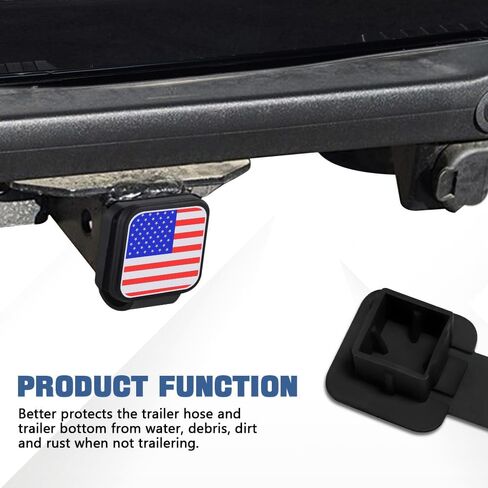 Car Trailer Hitch Cover Fits 2" Receivers, American Flag Trailer Hitch Tube Plug Insert, Towing Hitch Tube Dust-Proof Plug, Universal Vehile Exterior Accessories(Black) in Kuwait