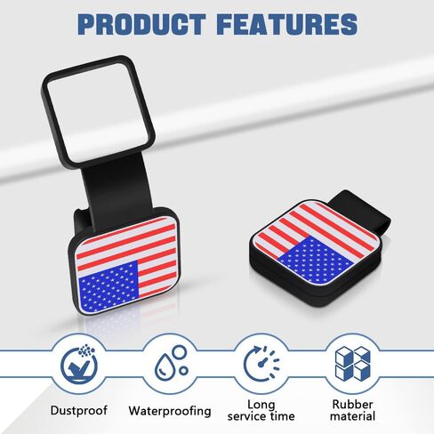 Car Trailer Hitch Cover Fits 2" Receivers, American Flag Trailer Hitch Tube Plug Insert, Towing Hitch Tube Dust-Proof Plug, Universal Vehile Exterior Accessories(Black) in Kuwait