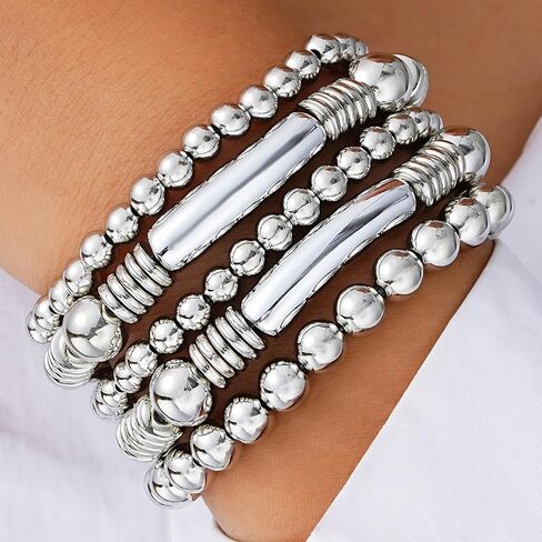 choice of all Gold Bracelets for Women Trendy Beaded Bracelet Non Tarnish Stack Cross Pearl Beaded Stretch Bracelets Jewelry Gifts for Women in Saudi Arabia