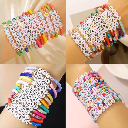 Friendship Bracelets Boho Stackable Bracelets for Women Beach Jewelry Surfer Heishi Clay Bead Bracelets in Saudi Arabia