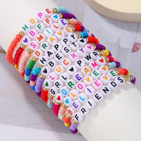 Friendship Bracelets Boho Stackable Bracelets for Women Beach Jewelry Surfer Heishi Clay Bead Bracelets in Saudi Arabia