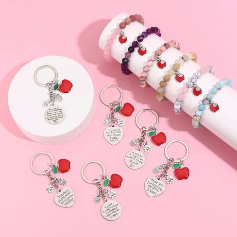 SONNYX 12PCS Teacher Appreciation Gifts for Women Men 8MM Natural Stone Bracelet Key Chains for Teacher Gifts in Saudi Arabia