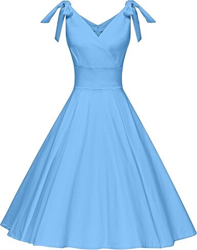 فستان كوكتيل من DressesTown للسيدات من الخمسينيات برقبة على شكل حرف V وقابل للتعديل على شكل فيونكة in Kuwait