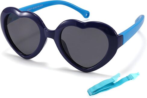 Kursan Kids Heart Shaped Polarized Sunglasses for Girls Boys, Flexible TPEE Rubber Frame Suitable for Children Age 3-8 in Saudi Arabia
