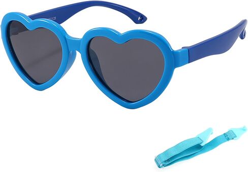 Kursan Kids Heart Shaped Polarized Sunglasses for Girls Boys, Flexible TPEE Rubber Frame Suitable for Children Age 3-8 in Saudi Arabia