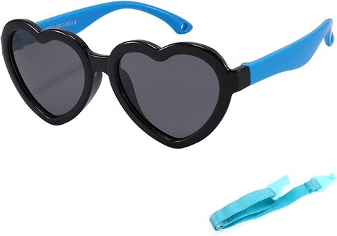 Kursan Kids Heart Shaped Polarized Sunglasses for Girls Boys, Flexible TPEE Rubber Frame Suitable for Children Age 3-8 in Saudi Arabia