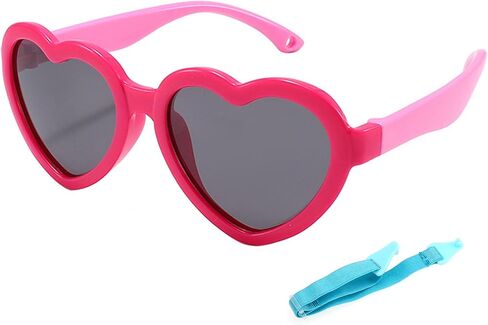 Kursan Kids Heart Shaped Polarized Sunglasses for Girls Boys, Flexible TPEE Rubber Frame Suitable for Children Age 3-8 in Saudi Arabia