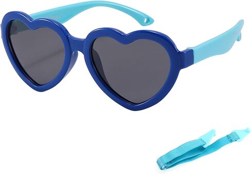 Kursan Kids Heart Shaped Polarized Sunglasses for Girls Boys, Flexible TPEE Rubber Frame Suitable for Children Age 3-8 in Saudi Arabia