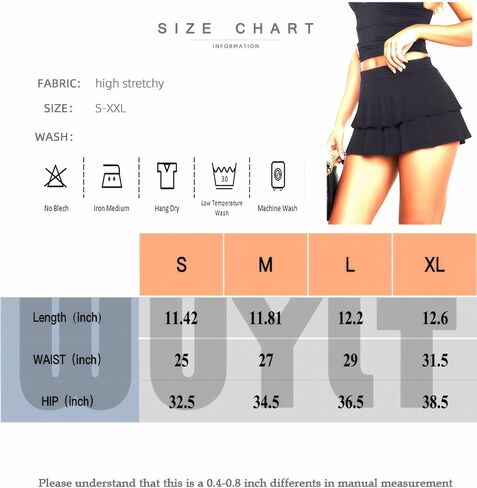 Pleated Ruffle Mini Skort Women High Stretchy Sexy Skirt with Shorts Underneath 2025 in Kuwait