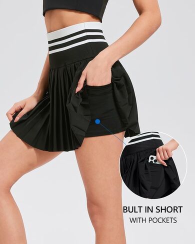 Airfree Pleated Tennis Skirts for Women High Waisted Golf Skort Skirt with Short Athletic Workout Skorts with Pockets in Saudi Arabia