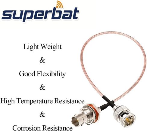 كابل Superbat SDI مقاس 12 بوصة 2 حزمة 75 أوم BNC ذكر إلى كابل حاجز أنثى BNC لمحول شاشة كاميرا مسجل HD 3G SDI، كابل فيديو SDI in Kuwait