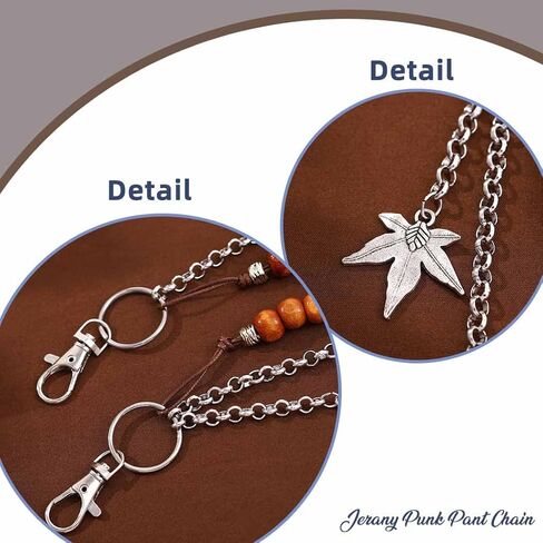 Punk Pant Chains for Men Gothic Wallet Chains Hip Hop Pocket Jeans Chain Wood Beaded Trousers Chain Layered Rock Chains in Kuwait