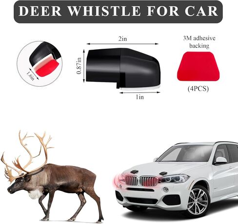 4 PCS Deer Whistles for Car, Avoid Collisions Save Deer Warning Devices with Waterproof Adhesive Tapes, Universal Animal Alert Accessories for Cars, Trucks, Motorcycles (Black) in Kuwait