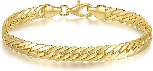14K Gold Bracelets for Women & Men’s Bracelet Dense Cuban Gold Chain Bracelet for Women Bold Bracelets Non Tarnish Presents (6.5, 7, 7.5, 8, 9 in) in Kuwait