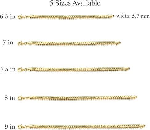 14K Gold Bracelets for Women & Men’s Bracelet Dense Cuban Gold Chain Bracelet for Women Bold Bracelets Non Tarnish Presents (6.5, 7, 7.5, 8, 9 in) in Kuwait
