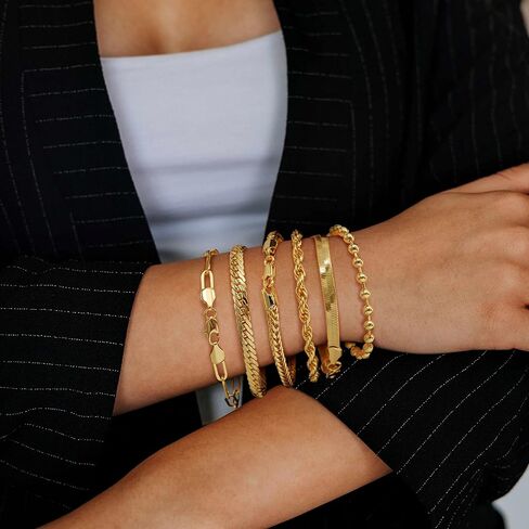 14K Gold Bracelets for Women & Men’s Bracelet Dense Cuban Gold Chain Bracelet for Women Bold Bracelets Non Tarnish Presents (6.5, 7, 7.5, 8, 9 in) in Kuwait