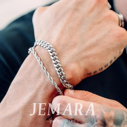 3Pcs Stainless Steel Mens Bracelet,Adjustable Sturdy Silver Cuban Chain Bracelet Set for Men in Saudi Arabia