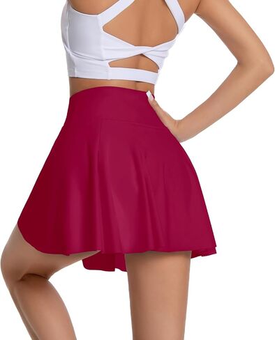 التنانير التنس Kokita للنساء -مع جيب داخلي مطوي عالي الخصر Skorts skorts فستان تجريب الجري skort in Kuwait